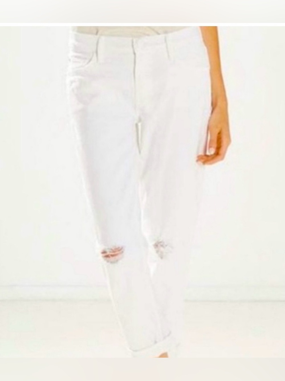 MOTHER Dropout Distressed White Jeans sz 29